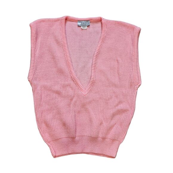 American Vintage Sweaters - Vtg Pink Sweater Vest Womens M Knit Preppy Old Money Golf 80s 90s Lightweight